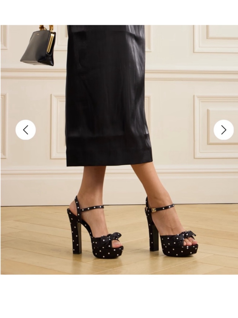 Dolce & Gabbana Black and White Polka Dot Bow Platform Sandals